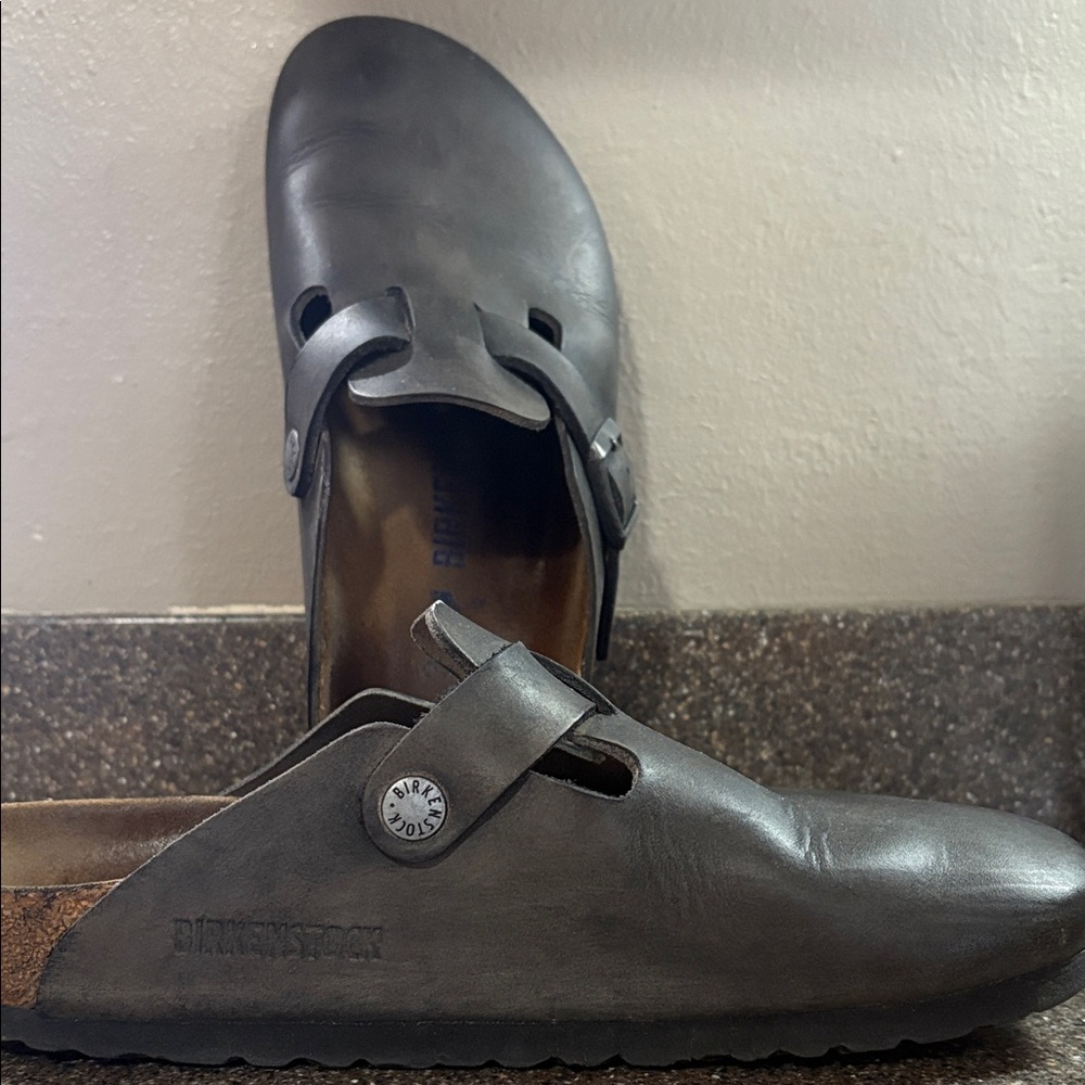 Birkenstock Boston Gray Slip-On Loafers SZ 38